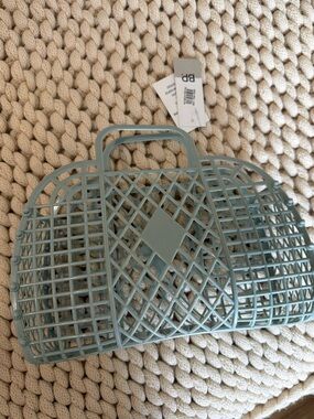 NWT Nordstrom BP light sage green lattice plastic storage tote bag